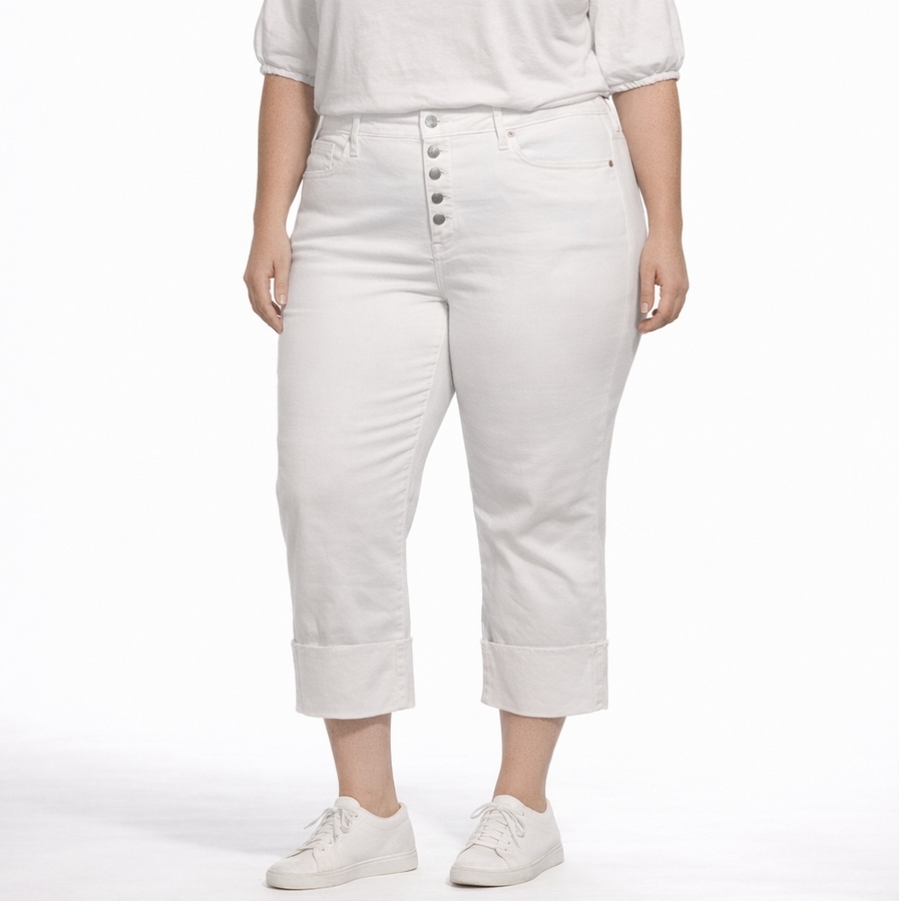 Ava & Viv White Straight Leg Jeans Size 20R High Rise Stretch Cotton Blend 27.5”